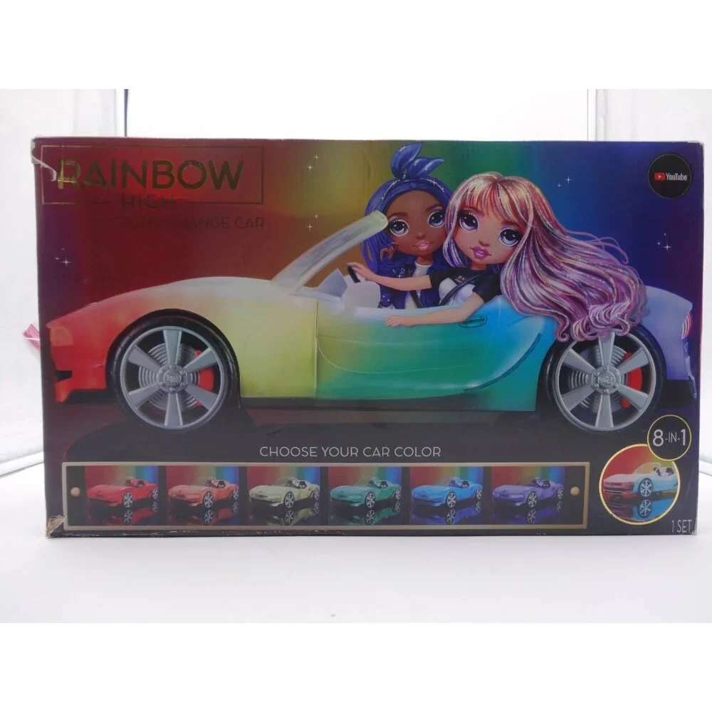Rainbow High Color Change Doll Car Convertible Light-Up Multicolor & Jade Hunter